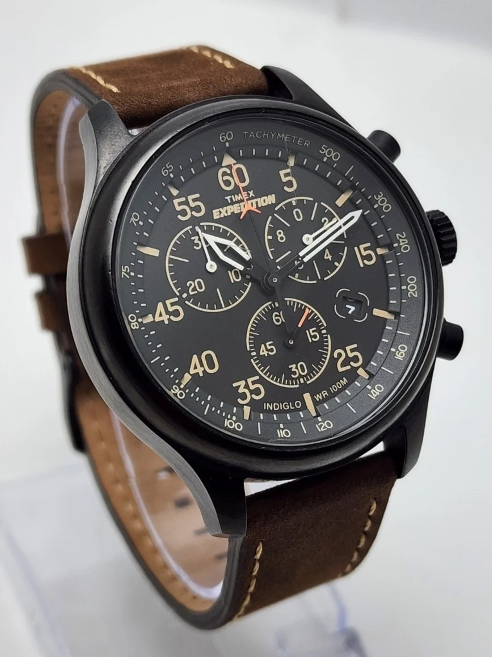 Timex Expedition Men's Brown Leather Strap Chronograph Military Field T49905 - Picture 1 of 8